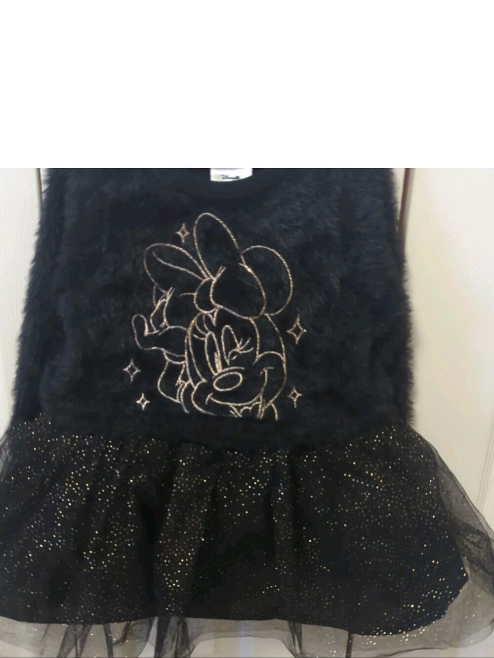 Disney Minnie Black Dress with Gold Swirl Detail 2T